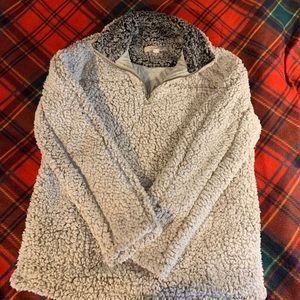 Cute Fuzzy Quarter Zip Jacket